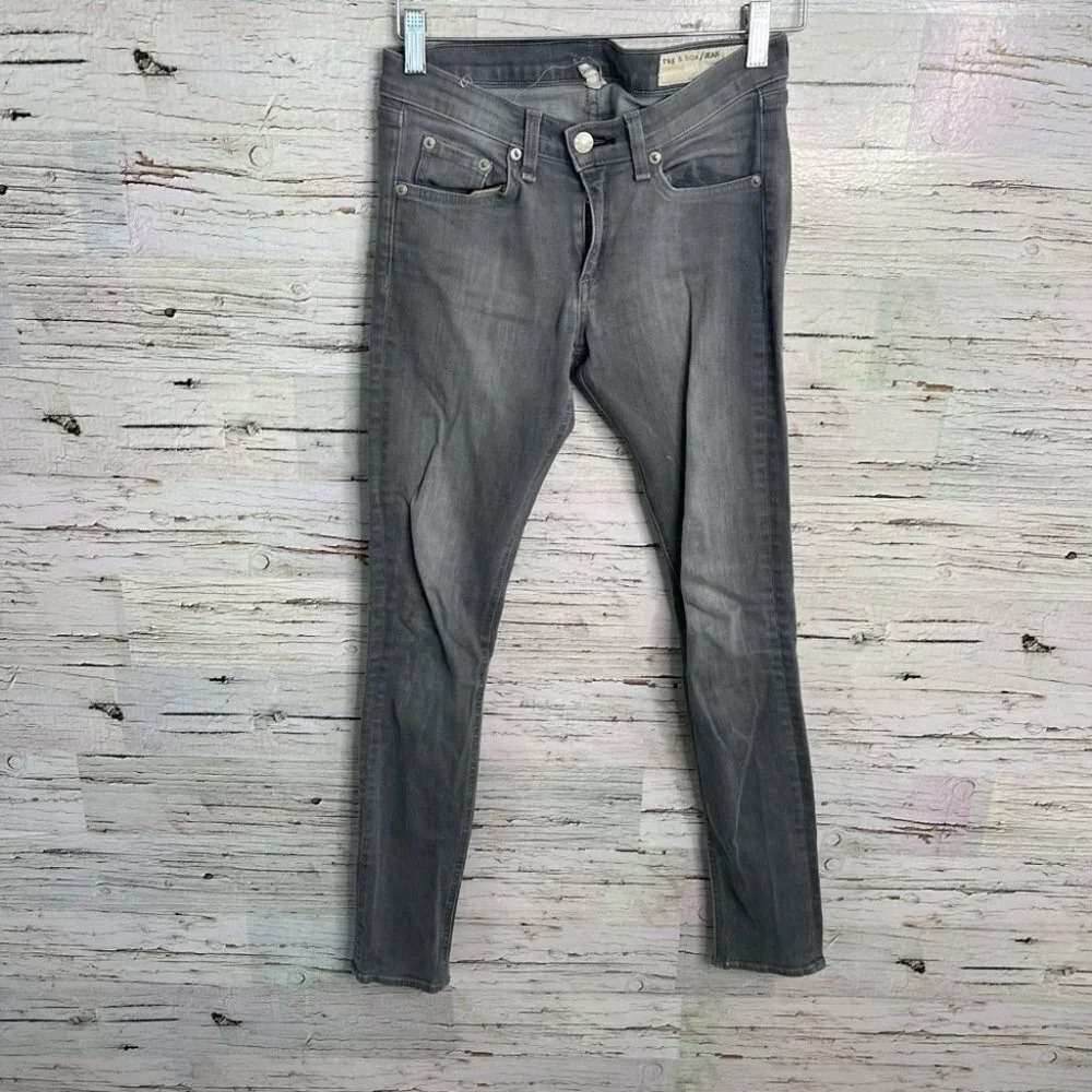 Rag & Bone Women's Skinny Slim Gray Wash Buxton Stretch Jeans Mid RIse Size 25